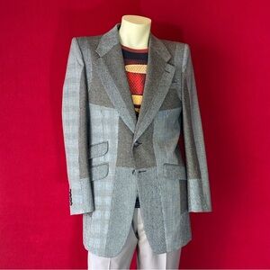 MCQUEEN made in Italy Men's Gray wool Blazer sport coat single-vested